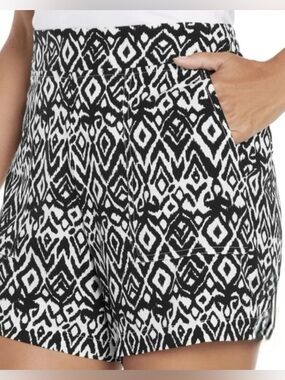 Wildfox Women's Relaxed Fit Pull-on Shorts Black & White Geometric Print Sz XL